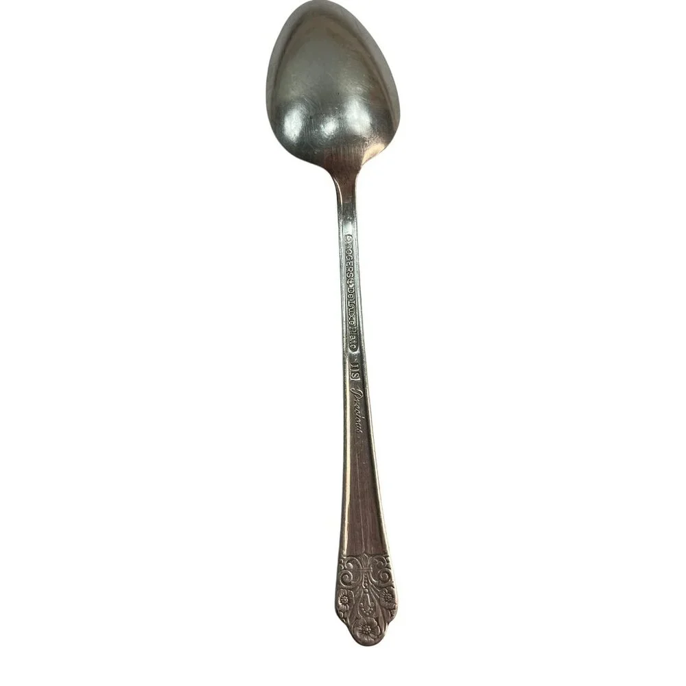 Rogers Nickel Silver Teaspoon With Ornate Floral Handle Design B42
